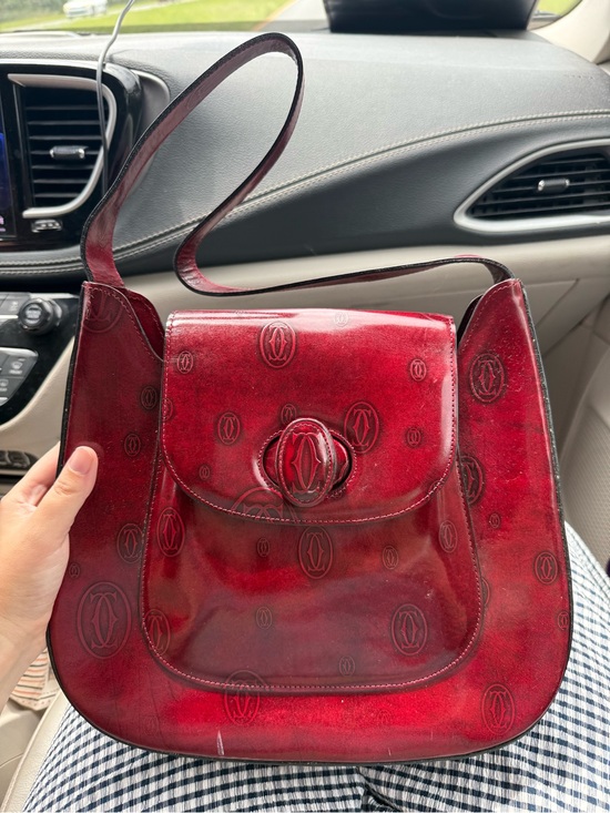 Cartier Handbags - Cartier Deep Red Leather Shoulder Bag